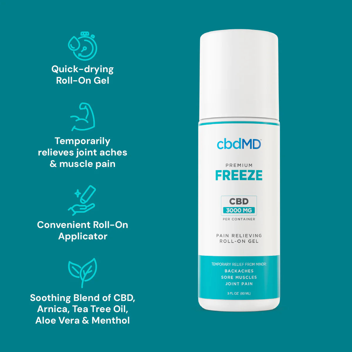 cbdMD CBD Freeze Pain Relief Roller w Menthol & Tea Tree Oil - CBD Comfort Store